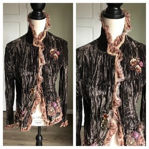 Alberto Makali Brown Crushed Velvet Jacket